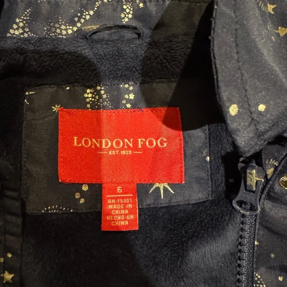 London Fog Kids Midweight Jackey - Navy Blue Starry with Unicorns